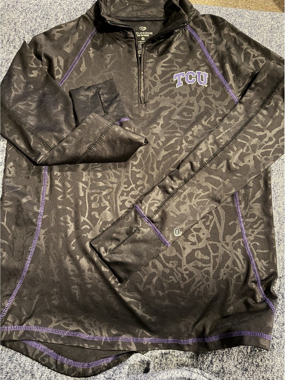 TCU Horned Frogs Colosseum Medium Womens Zip Up Collard Active Wear